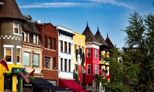 Pilsen neighborhood street with colorful murals - chicago pilsen