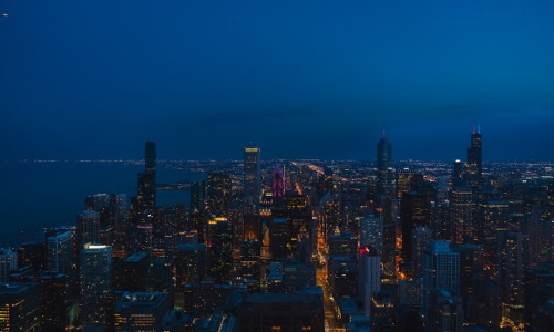 Chicago skyline view from apartment - Chicago apartment views